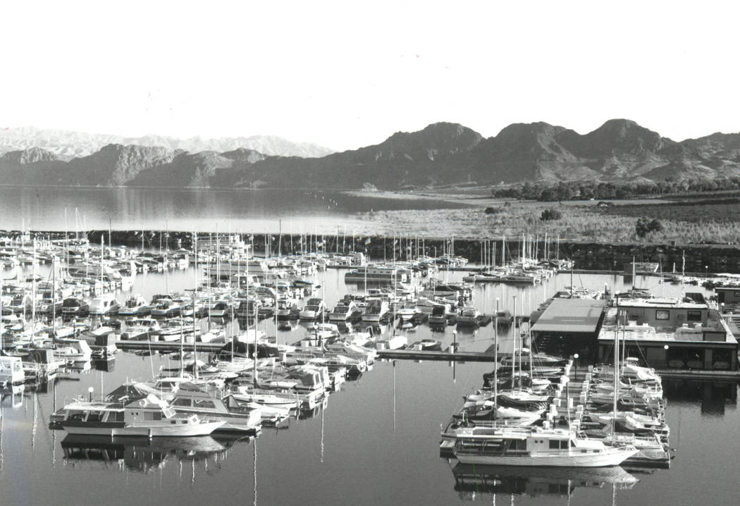 The former site of Lake Mead Marina at Lake Mead National Recreation Area pictured in 1985. (Las Vegas Review-Journal)
