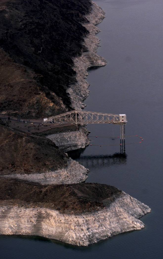 The water level at Lake Mead in 2002. That year was the driest year ever recorded on the Colorado river. (Review-Journal file)