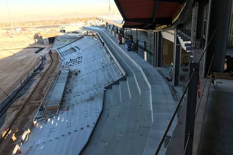 The first-base side of the under-contruction Las Vegas Ballpark. (Herb Jaffe)