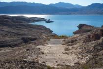 The effects of a receding shoreline just south of the Callville Bay Resort & Marina at Lake Mead National Recreation Area on Thursday, Oct. 18, 2018. (Richard Brian/Las Vegas Review-Journal) @vega ...