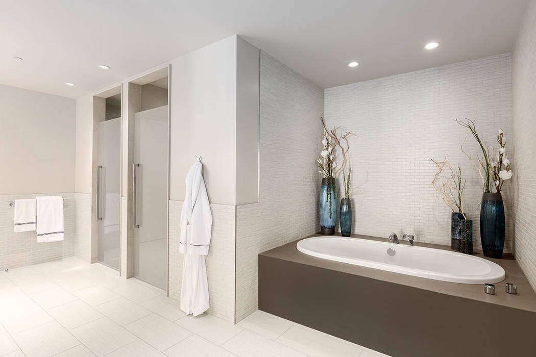 The master bath in Waldorf Astoria unit No. 2403. (Luxury Estates International)