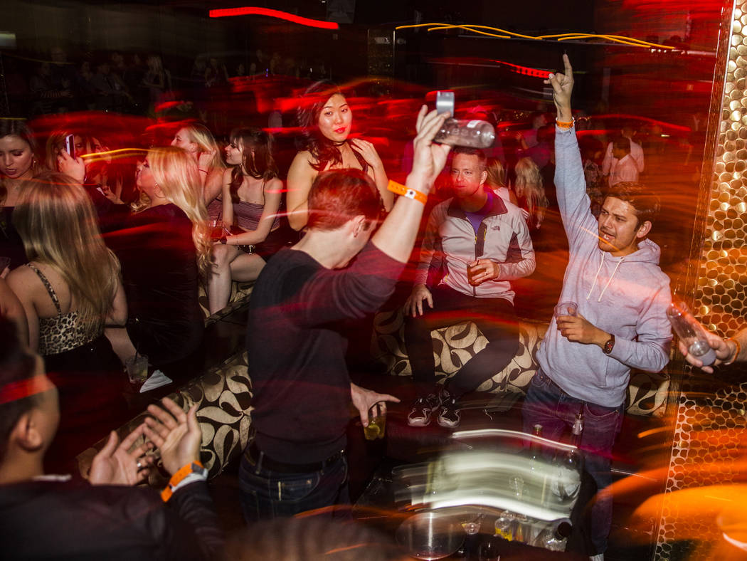 Club goers socialize at Tao Las Vegas on Thursday, Jan. 31, 2019, at The Grand Canal Shoppes, in Las Vegas. (Benjamin Hager/Las Vegas Review-Journal) @BenjaminHphoto