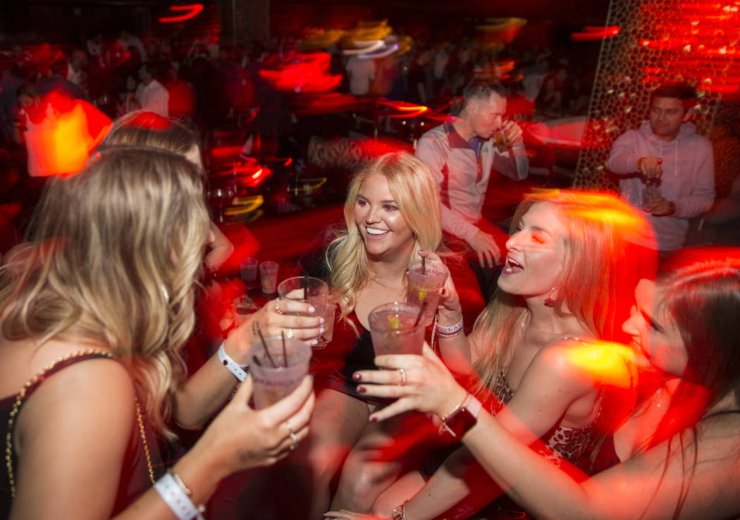 Club goers socialize at Tao Las Vegas on Thursday, Jan. 31, 2019, at The Grand Canal Shoppes, in Las Vegas. (Benjamin Hager/Las Vegas Review-Journal) @BenjaminHphoto