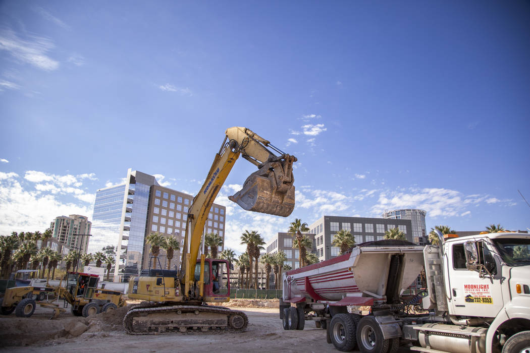 Construction continues on site of a building project at the Hughes Center office park in Las Vegas, Thursday, Jan. 31, 2019. Caroline Brehman/Las Vegas Review-Journal