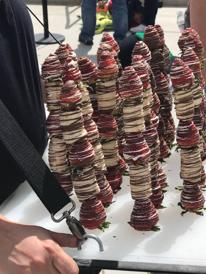Chocolate covered strawberry and banana skewers at Salt River Fields in Arizona. Bill Bradley Las Vegas Review-Journal
