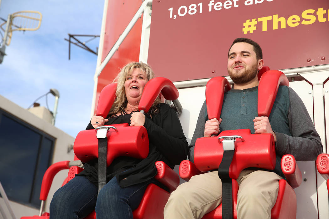 Will Poynter of Indiana rides Big Shot at the Stratosphere in Las Vegas,  Friday, Feb. 1, 2019. Erik Verduzco/Las Vegas Review-Journal)  @Erik_Verduzco