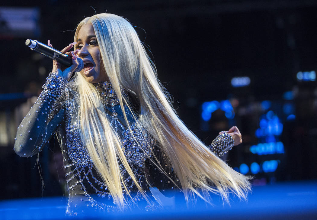 Cardi B performs during weigh-ins for Saturday's Mayweather McGregor fight on Friday, Aug 25, 2017, at T-Mobile Arena, in Las Vegas. Benjamin Hager Las Vegas Review-Journal @benjaminhphoto