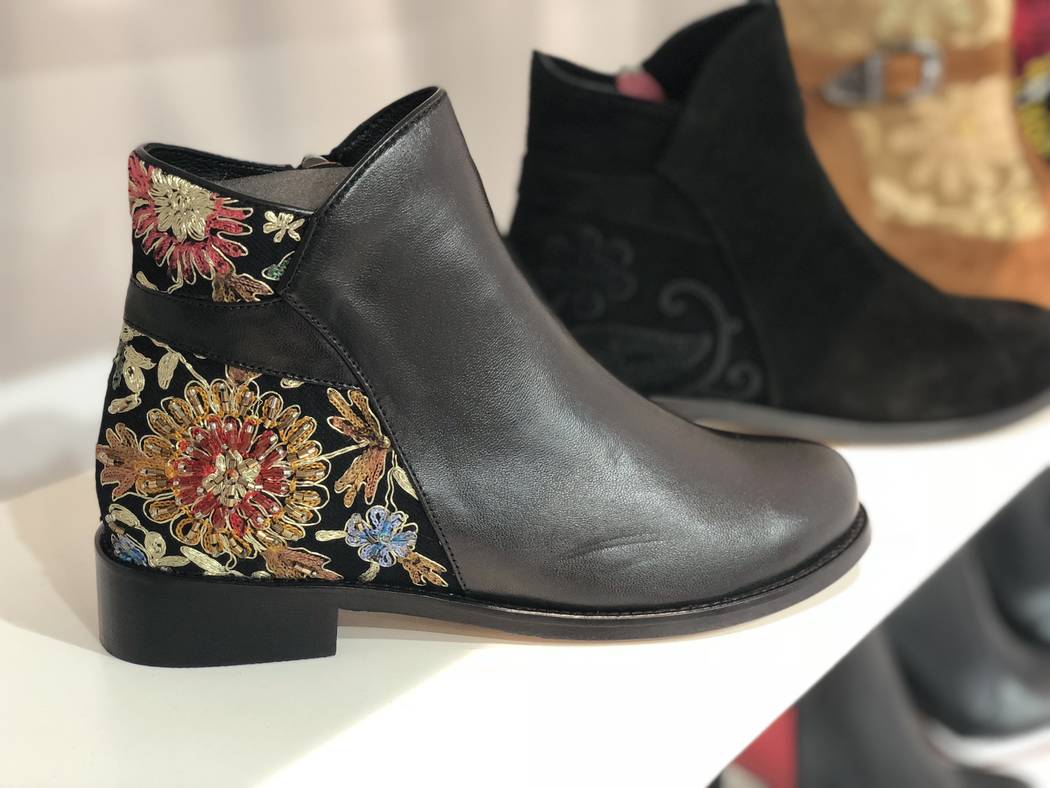 Embroidered shoes by Alormae at MAGIC in Las Vegas. (Janna Karel Las Vegas Review-Journal)