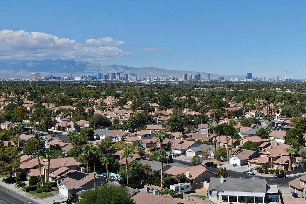 The Las Vegas Strip is seen from a Henderson neighborhood on Friday, October 5, 2018. (Michael Quine/Las Vegas Review-Journal) @Vegas88s