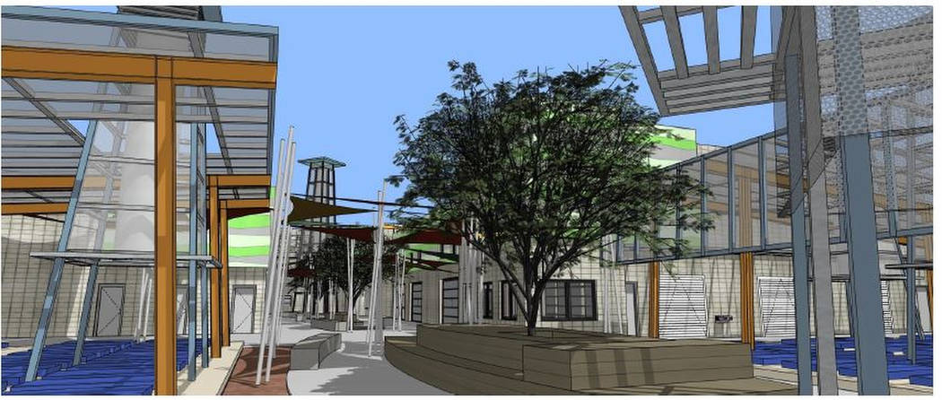 Newly released schematic designs show an early look at the Courtyard Homeless Resource Center by LGA Architects. (City of Las Vegas)