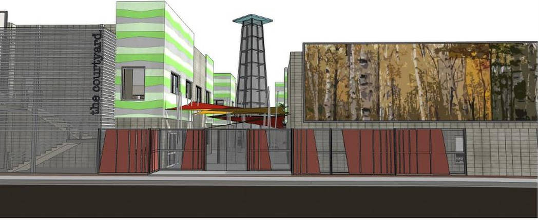 Newly released schematic designs show an early look at the Courtyard Homeless Resource Center by LGA Architects. (City of Las Vegas)