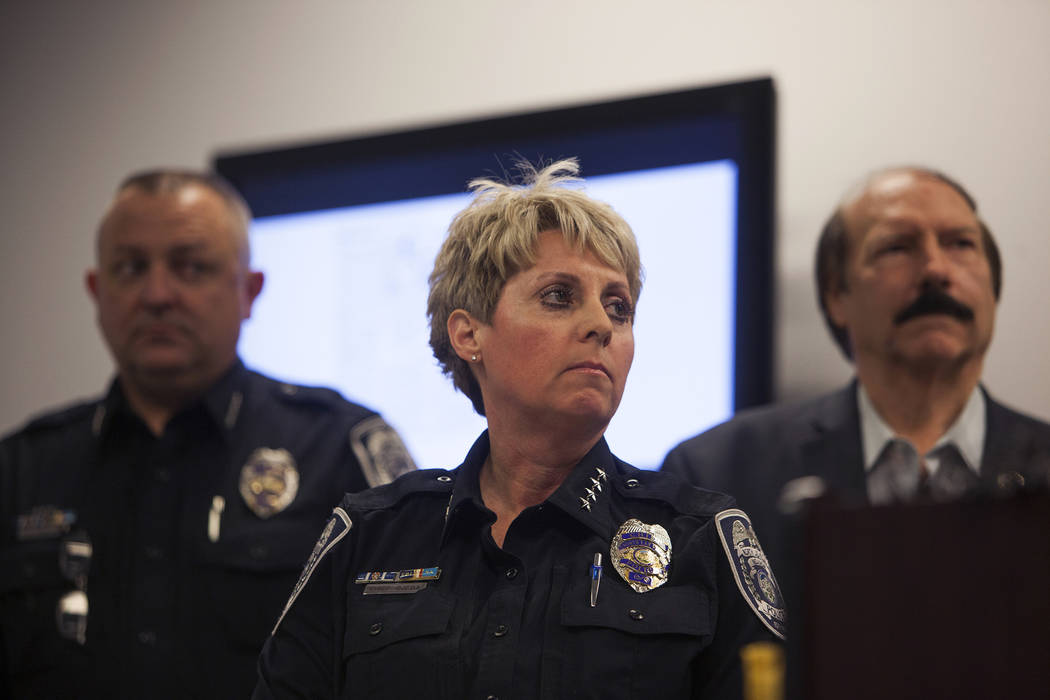 North Las Vegas Police Department Chief Pamela Ojeda at a press conference to discuss new discoveries in the case of the disappearance of the 3-year-old Francillon Pierre, who vanished in 1986, at ...