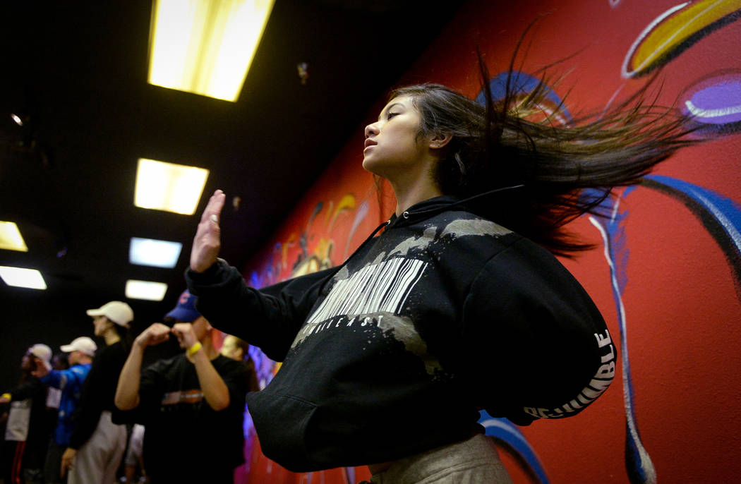 Jayna Hughes, 13, dances during a training class at Elevate Dance Center in Las Vegas, Tuesday, Feb. 19, 2019. (Caroline Brehman/Las Vegas Review-Journal) @carolinebrehman
