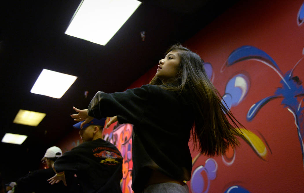 Jayna Hughes, 13, dances during a training class at Elevate Dance Center in Las Vegas, Tuesday, Feb. 19, 2019. (Caroline Brehman/Las Vegas Review-Journal) @carolinebrehman