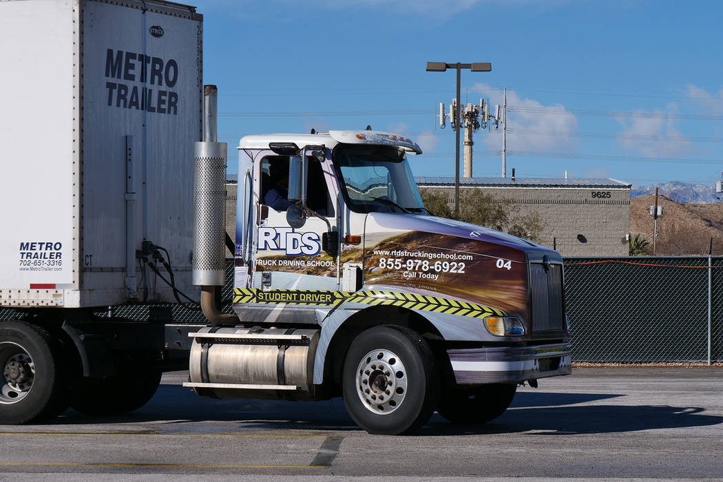 A truck at RTDS Trucking School in southwest Las Vegas on Monday, Feb. 18. RTDS Trucking School