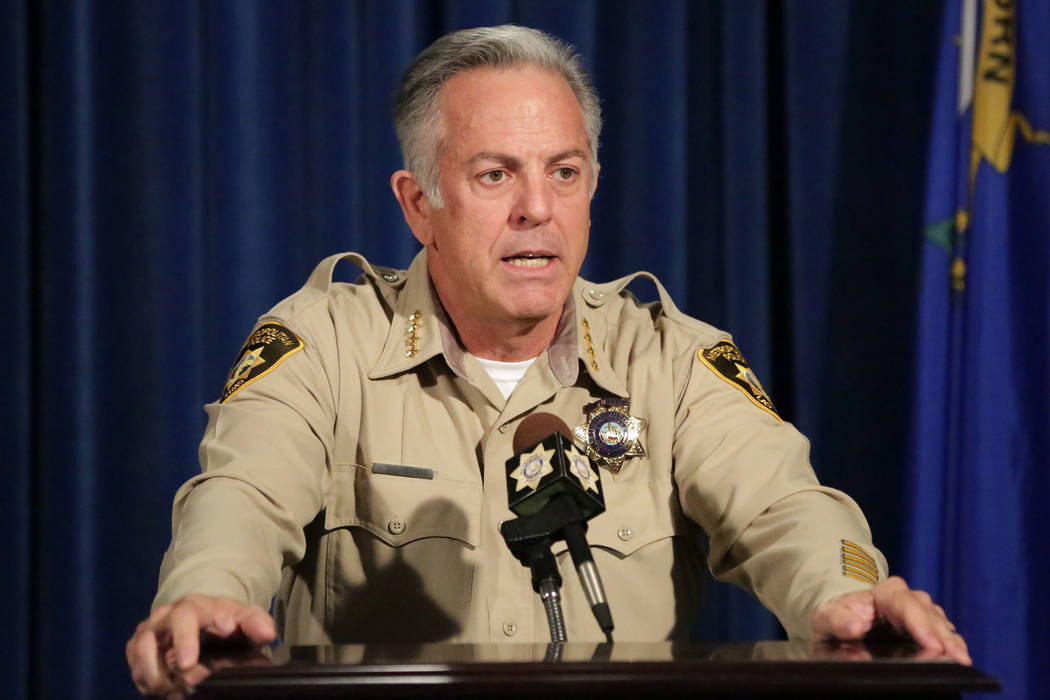 Sheriff Joe Lombardo answers questions during a press conference to announce the release of the final Criminal Investigative Report in the 1 October Mass Casualty Shooting at Las Vegas Metropolita ...