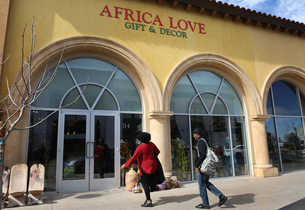 Customers enter Africa Love, gift and decor store, at Town Square on Friday, Feb. 15, 2019, in Las Vegas. (Bizuayehu Tesfaye/Las Vegas Review-Journal) @bizutesfaye