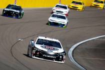 Kevin Harvick (4) competes in the Monster Energy NASCAR Cup Series Pennzoil 400 auto race at the Las Vegas Motor Speedway in Las Vegas on Sunday, March 4, 2018. Andrea Cornejo Las Vegas Review-Jou ...