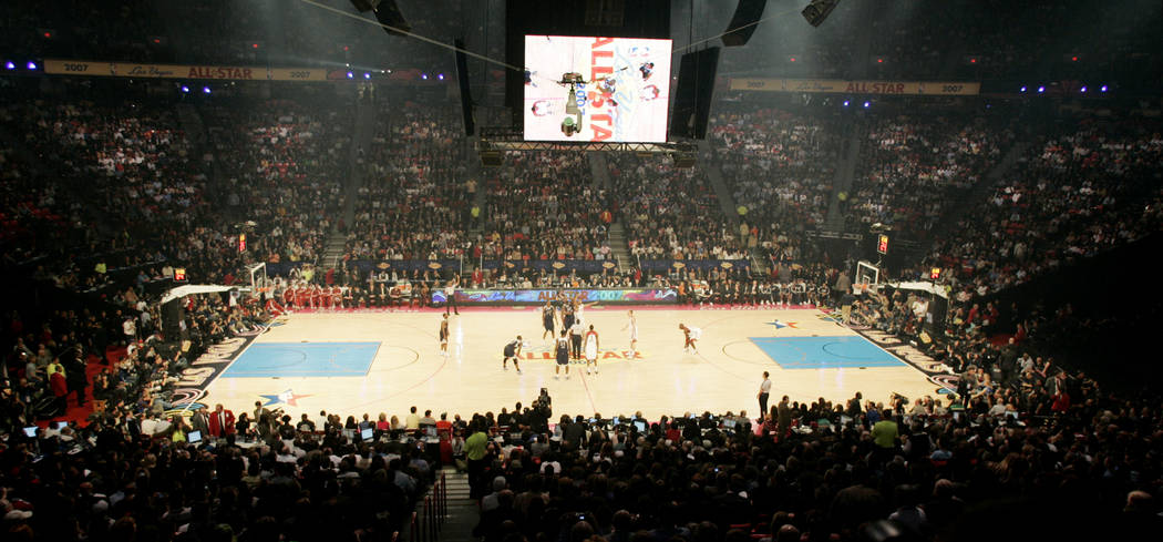 Opening tip-off of the NBA All-Star Game held at the Thomas and Mack Center on Sunday, Feb. 18, 2007. (Craig L. Moran/Las Vegas Review-Journal)