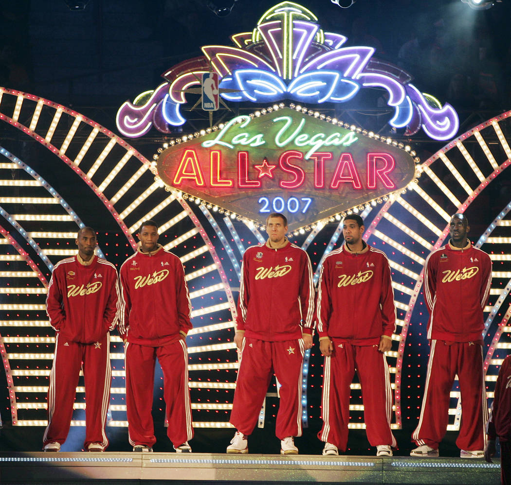 NBA Western Conference starting players are introduced prior to the start of the 2007 NBA All-Star basketball game at the Thomas & Mack Center Sunday Feb. 18, 2007, in Las Vegas. (Las Vegas Revie ...