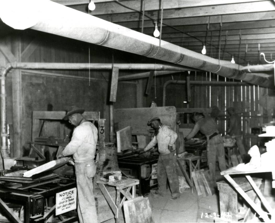 Black men work inside the Basic Magnesium, Inc. plant in Henderson in this Dec. 3, 1942 photo. A large number of blacks migrated to Southern Nevada from the South during World War II because of jo ...