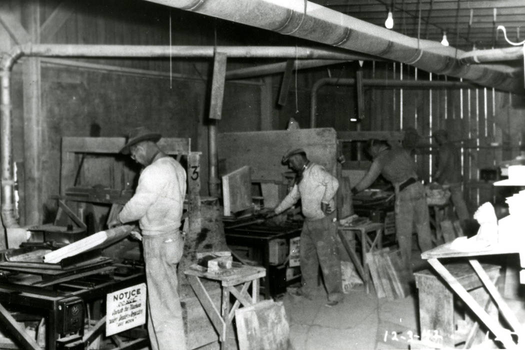 Black men work inside the Basic Magnesium, Inc. plant in Henderson in this Dec. 3, 1942 photo. A large number of blacks migrated to Southern Nevada from the South during World War II because of jo ...