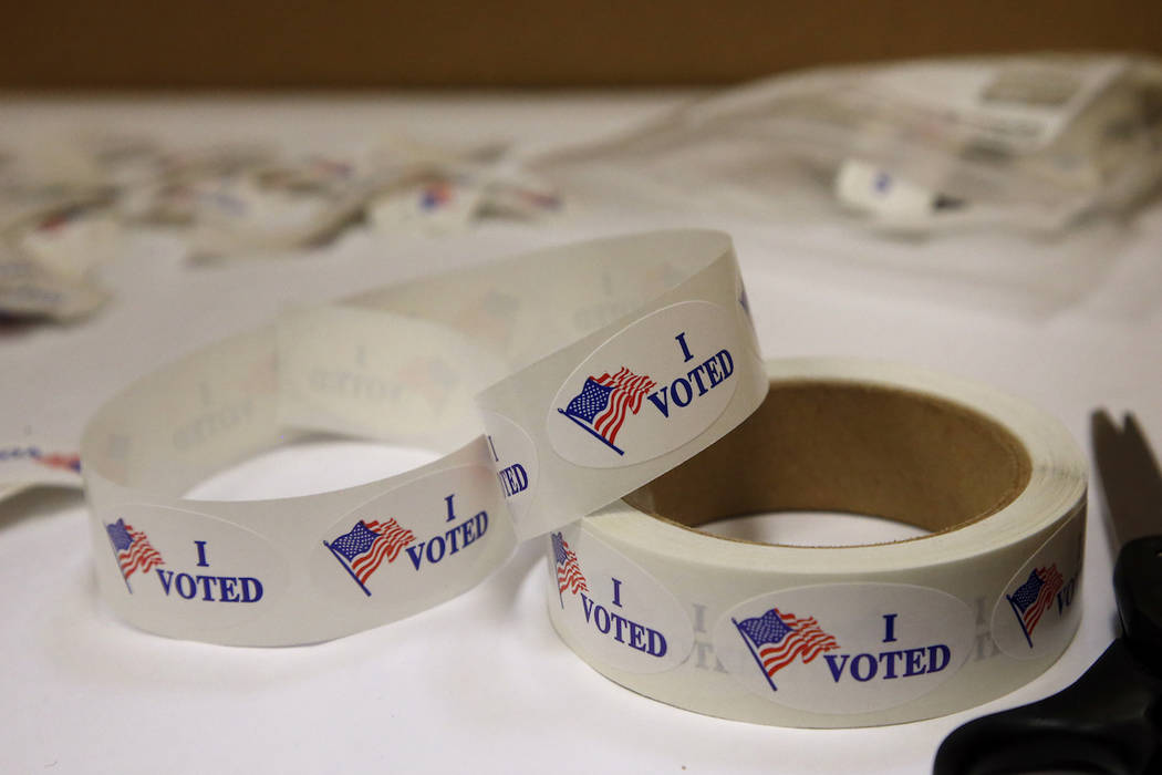 "I Voted" stickers await voters. (AP Photo/Sue Ogrocki)