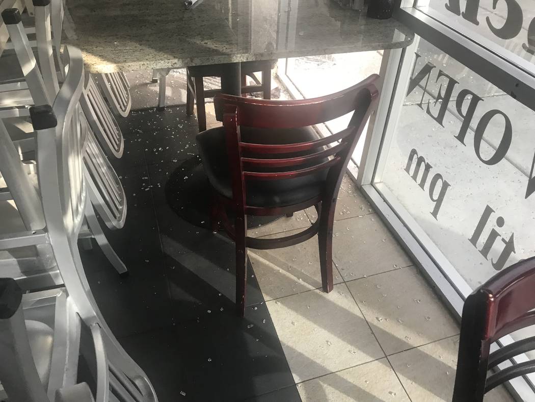 Photos show damage at Made in Argentina restaurant after a burglary occurred at the business on Sunday, Feb. 17, 2019 in Las Vegas. (Pablo Rodriguez)