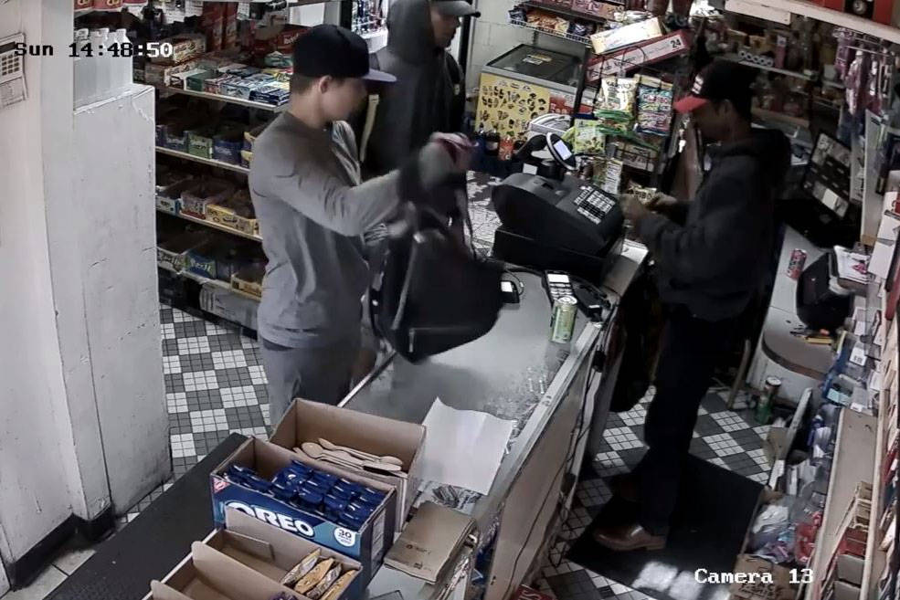 Detectives from the North Las Vegas Police Department are asking for help in identifying suspects from a robbery this month at a convenience store. (North Las Vegas Police Department)
