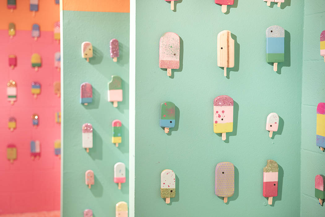 Joel Spencer helped artist Nova May create 1,000 ice cream bars for this room at the Art Motel in 2017. Meow Wolf