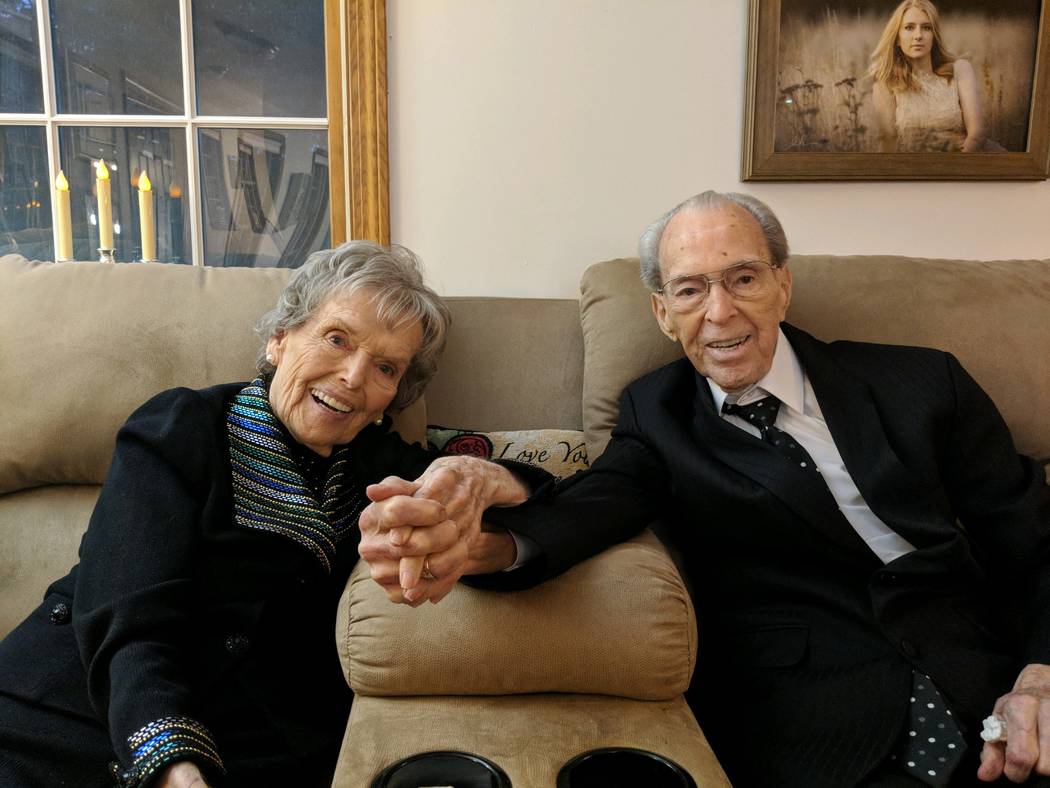 George Dickerson (right) pictured with his wife of 70 years, Doree Dickerson (left). Dickerson died at his home in Maine last week. He was 96. (Courtesy of Michael Dickerson)