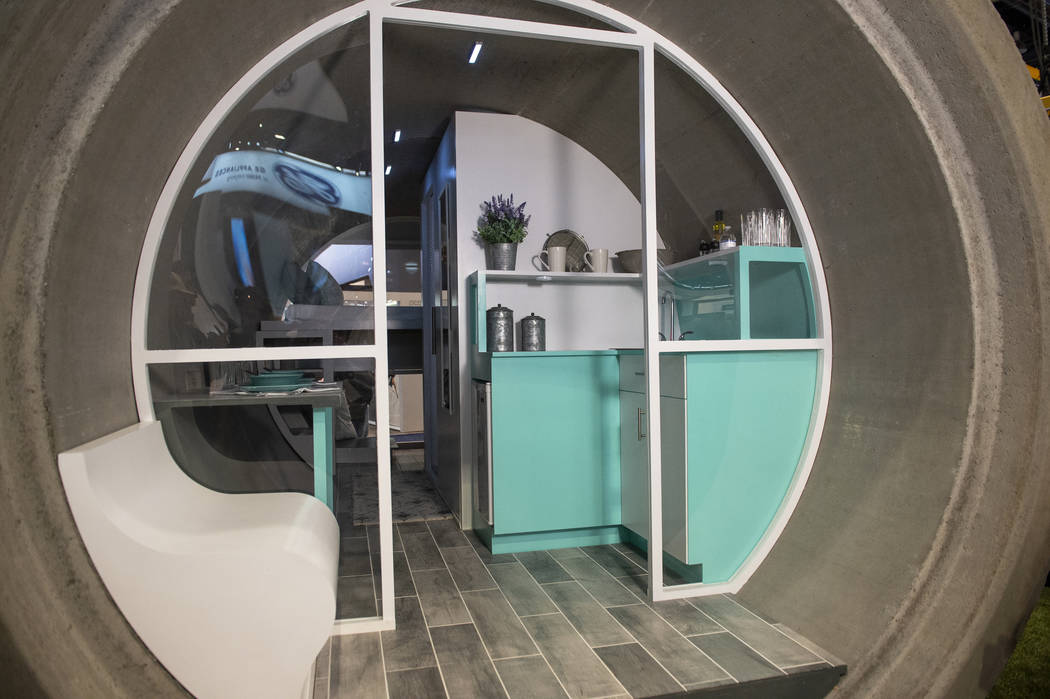 A home created as a part of the Rinker Materials Pipe Dream project is on display at the Las Vegas Convention Center in Las Vegas, Wednesday, Feb. 20, 2019. (Caroline Brehman/Las Vegas Review-Jour ...