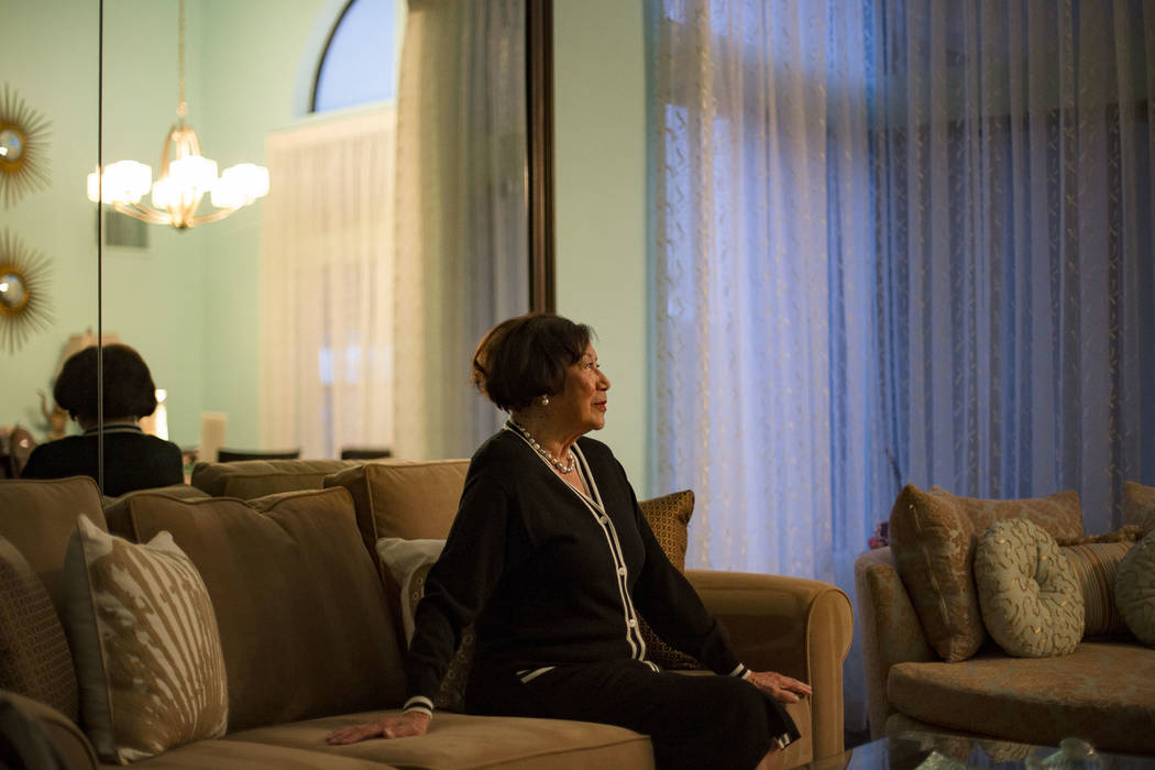Anna Bailey, a former dancer at the Moulin Rouge, at her home in Las Vegas, Thursday, Feb. 21, 2019. Bailey was a dancer at the Moulin Rouge, the first integrated hotel-casino in Nevada, from its ...