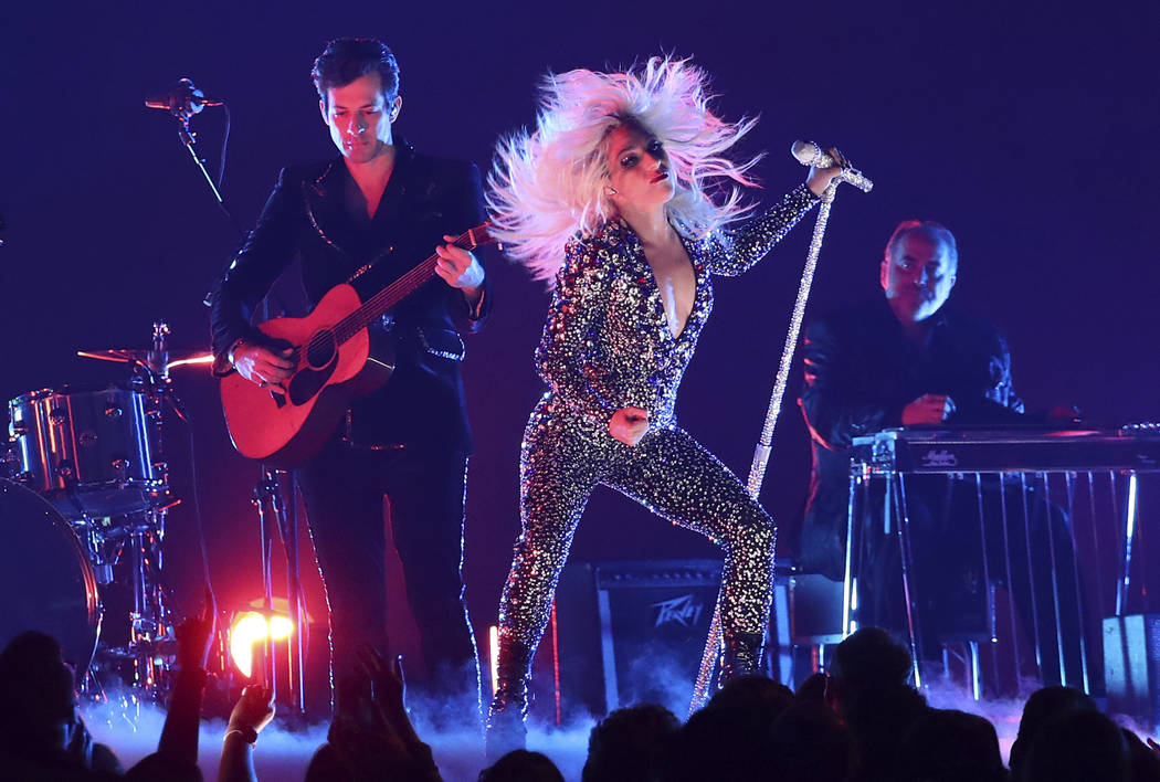 Lady Gaga, right, and Mark Ronson perform "Shallow" at the 61st annual Grammy Awards on Sunday, Feb. 10, 2019, in Los Angeles. (Photo by Matt Sayles/Invision/AP)