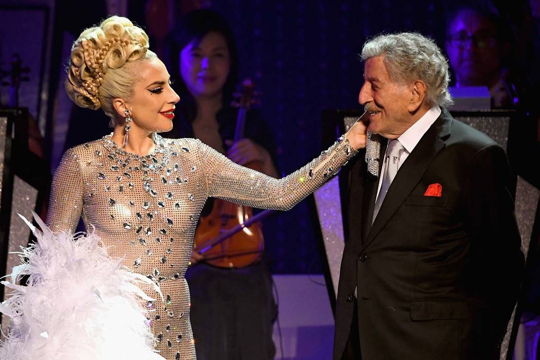 Lady Gaga performs with Tony Bennett during her "Jazz & Piano" residency at Park Theater at Park MGM on Jan. 20, 2019, in Las Vegas. (Kevin Mazur/Getty Images for Park MGM Las Vegas)