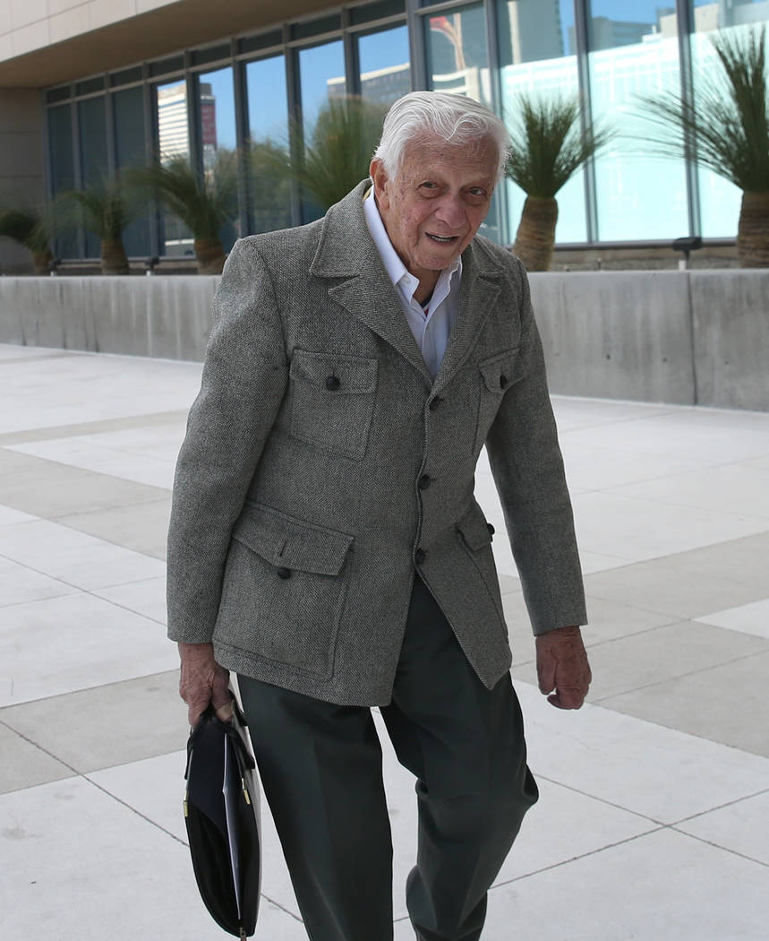 Dr. S. Jay Hazan, 94, a World War II Army veteran, arrives at the Lloyd George U.S. Courthouse house for his arraignment on Tuesday, Feb. 26, 2019, in Las Vegas. Hazan was arrested in November aft ...