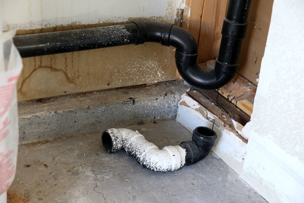 A washing machine drain that was not originally installed with a trap a the home of Billi Dunning and her husband Brent Hawthorne at 2405 La Estrella St. in Henderson Friday, Nov. 30, 2018. The co ...