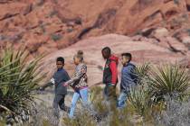 Elaine Wynn Elementary School students walk the trail during a field trip in Red Rock Canyon on Wednesday, Feb. 27, 2019, in Las Vegas. (Bizuayehu Tesfaye/Las Vegas Review-Journal) @bizutesfaye