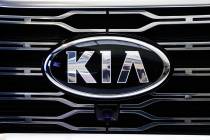 This is the KIA logo on the grill of a 2020 KIA Telluride on display on a sign at the 2019 Pittsburgh International Auto Show in Pittsburgh Thursday, Feb. 14, 2019. (AP Photo/Gene J. Puskar)