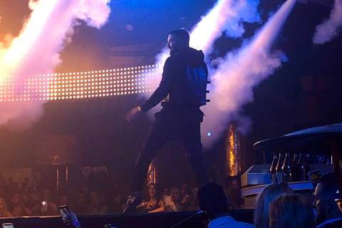 Drake performs for CES attendees and club-goers at XS Nightclub in Encore at Wynn Las Vegas Thursday, Jan. 10, 2019. (John Katsilometes Las Vegas Review-Journal)