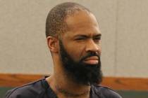 Antwon Perkins, charged with kidnapping and raping two girls, appears in court at the Regional Justice Center on Thursday, Jan, 31, 2019, in Las Vegas Las Vegas. (Bizuayehu Tesfaye/Las Vegas Revie ...
