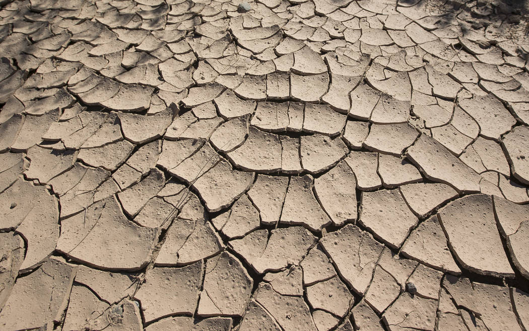 Dried and cracked mud at the defunct Echo Bay Marina at Lake Mead National Recreation on Thursday, Sept. 27, 2018. Richard Brian Las Vegas Review-Journal @vegasphotograph