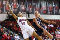 UNLV guard Nikki Wheatley (10), shown last season, scored 19 points in the Lady Rebels' 60-45 victory over Colorado State on Thursday in both teams' regular-season finale. (Chase Stevens Las Vegas ...