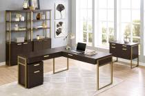 The Axis office collection is an interpretation of classic contemporary design, mixing hand-applied dark mocha finish with warm bronze tones. The cantilevered cases extend beyond the metal framewo ...