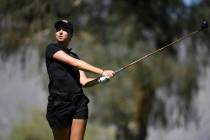 UNLV sophomore Polly Mack, shown in April, captured medalist honors by two strokes at the Mountain View Invitational in Tucson, Ariz. (Jamie Schwaberow/NCAA)