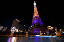 The Paris Las Vegas debuts a new Eiffel Tower light show on the Strip in Las Vegas, Wednesday, Feb. 27, 2019. One overdue lobbyist disclosure form concerned a meeting to discuss a new lighting dis ...
