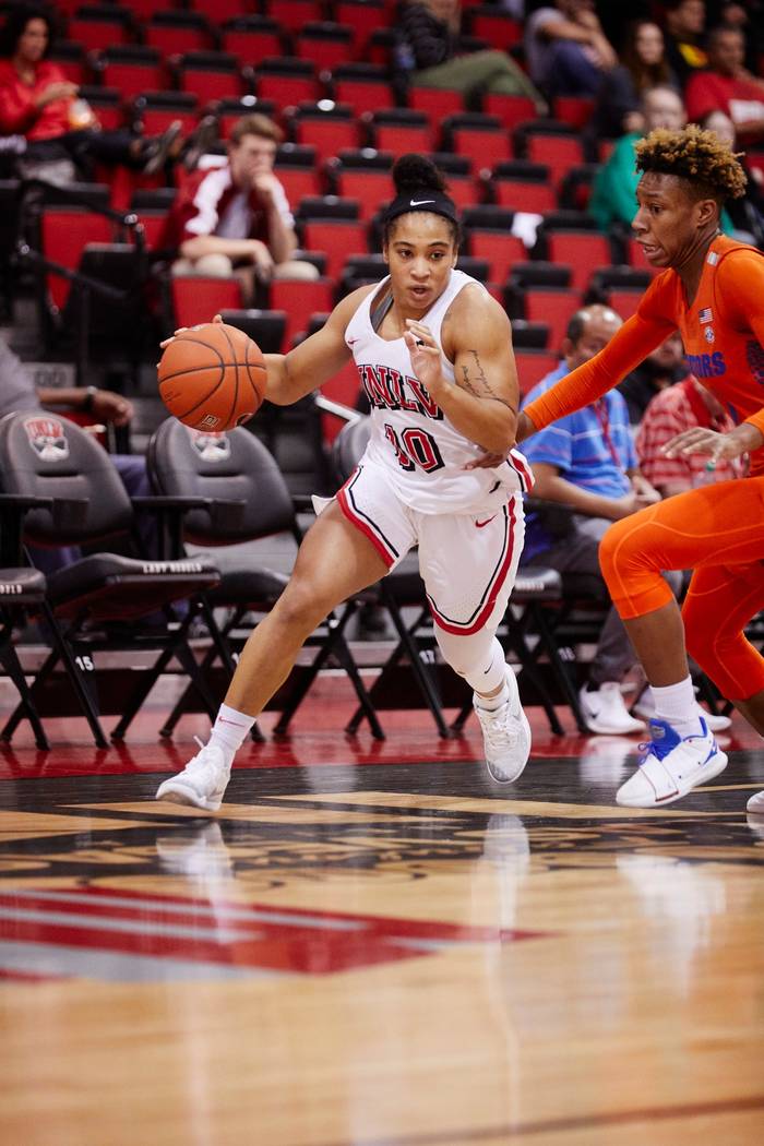 UNLV point guard Nikki Wheatley in action against Florida on Dec. 21 at Cox Pavilion. Courtesy of UNLV Photo Services.