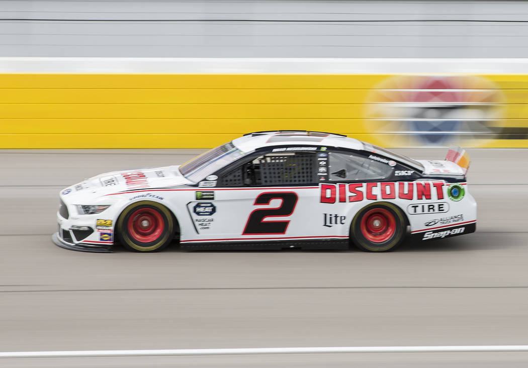 Brad Keselowski (2) makes a practice run on Saturday, March 2, 2019, at Las Vegas Motor Speedway, in Las Vegas. (Benjamin Hager Review-Journal) @BenjaminHphoto