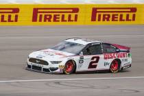 Brad Keselowski (2) makes a practice run on Saturday, March 2, 2019, at Las Vegas Motor Speedway, in Las Vegas. (Benjamin Hager Review-Journal) @BenjaminHphoto