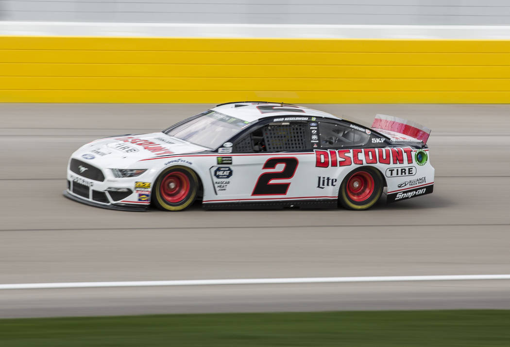 Brad Keselowski (2) makes a practice run on Saturday, March 2, 2019, at Las Vegas Motor Speedway, in Las Vegas. (Benjamin Hager Review-Journal) @BenjaminHphoto